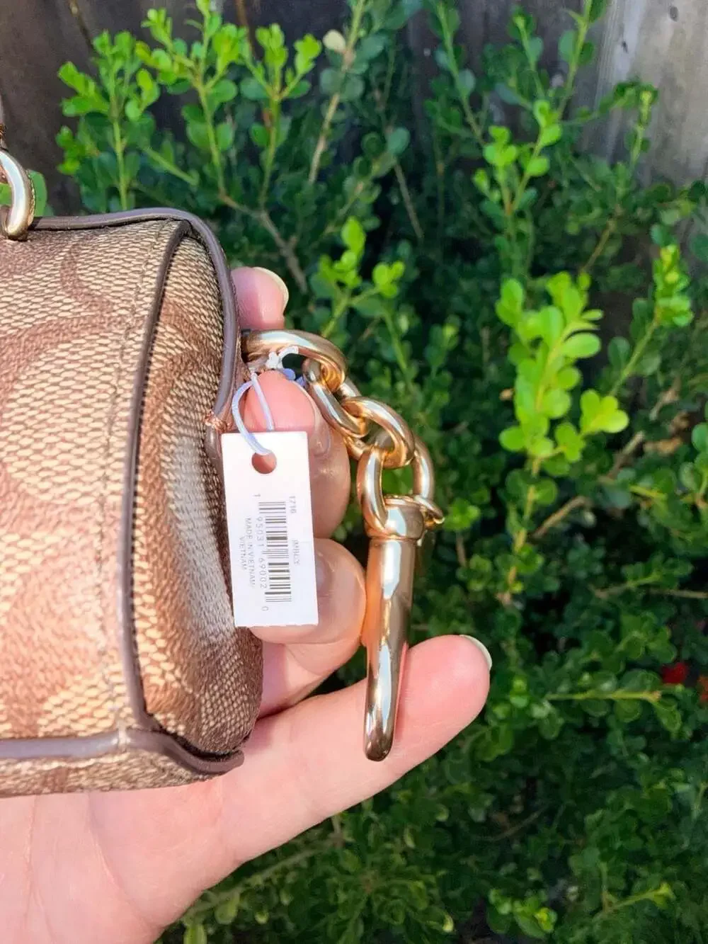 NWT Coach Mini Rowan Satchel Bag Charm In Signature Canvas Brown